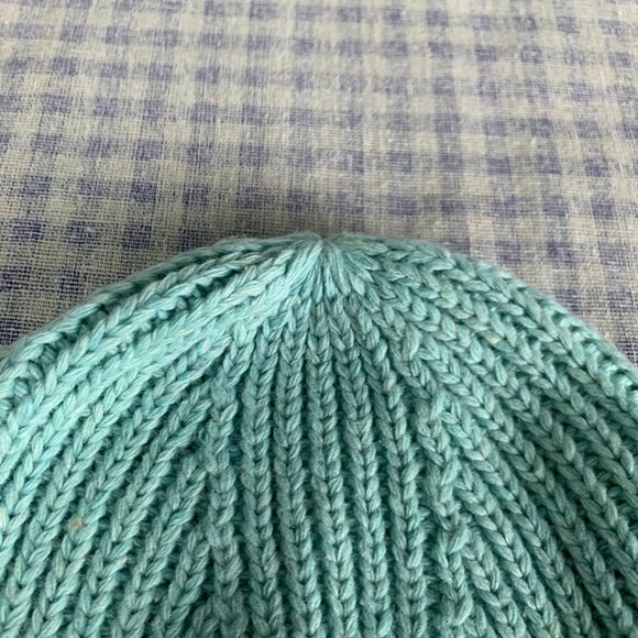 Teal Leather Face Logo Ribbed Wool Hat - Picture 3 of 6